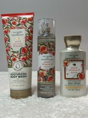 B&B Works Vera Bradley"Peach Blossom & Nectar" Bod Wash, Frag. Mist & Lotion Set